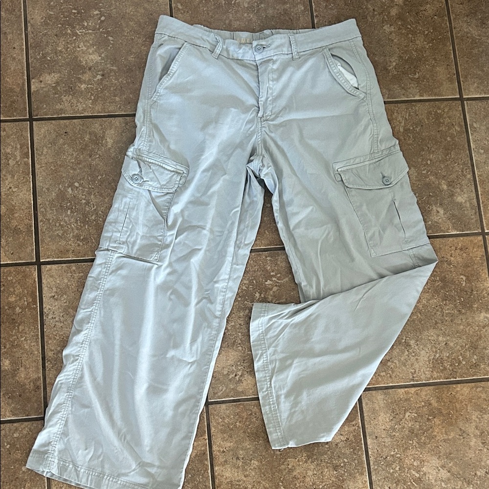 American Eagle Outfitters Women’s Gray Cargo Mid Rise Wide Leg Size 12 Cargos